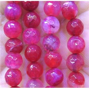 red agate bead, faceted round, approx 6mm dia [GMOT916]