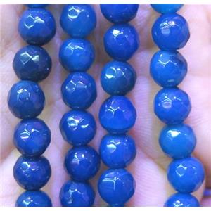 blue agate bead, faceted round, approx 6mm dia [GMOT917]