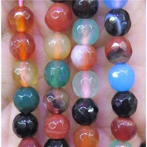 agate beads, faceted round, mixed color, approx 6mm dia [GMOT922]