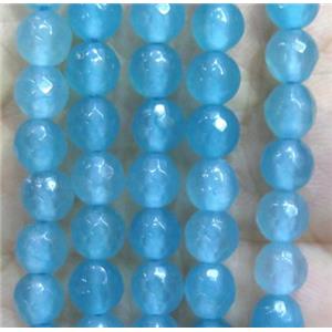 blue Jade Beads, faceted round, dye, approx 6mm dia [GMOT924]