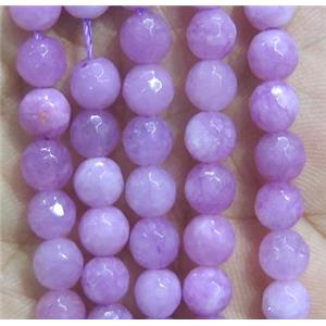 Jade Beads, faceted round, purple dye, approx 6mm dia [GMOT925]