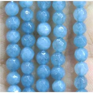 Jade Beads, faceted round, blue dye, approx 4mm dia [GMOT937]