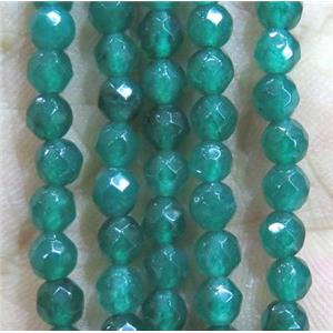 Jade Beads, faceted round, green dye, approx 4mm dia [GMOT938]