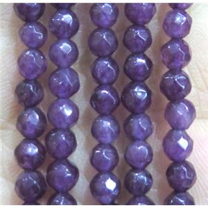 Jade Beads, faceted round, purple dye, approx 4mm dia [GMOT943]