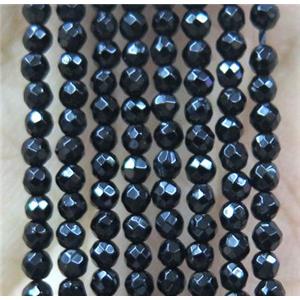 black onyx agate seed beads, faceted round, approx 2mm dia, 15.5 inches length [GMOT949]