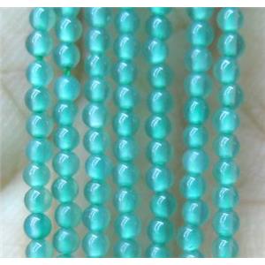 tiny green agate beads, round, approx 2mm dia, 15.5 inches length [GMOT957]