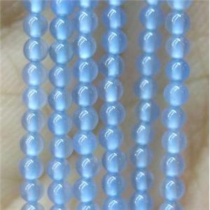 tiny blue agate bead, round, approx 2mm dia, 15.5 inches length [GMOT959]