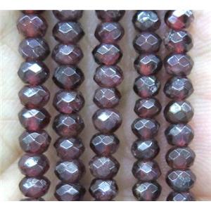 tiny red garnet beads, faceted rondelle, approx 4mm dia [GMOT966]