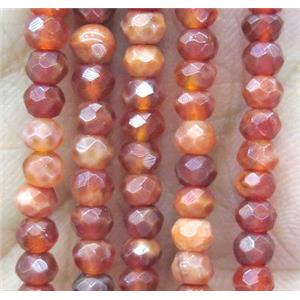 tiny ruby fire agate bead, faceted rondelle, approx 4mm dia [GMOT969]