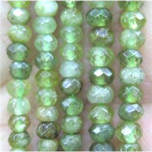 tiny Green Garnet Bead, faceted rondelle, approx 4mm dia [GMOT971]