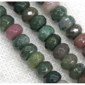 India Agate beads, faceted rondelle, approx 5x8mm [GMOT975]