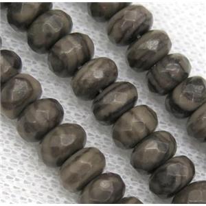 coffee jade bead, faceted rondelle, approx 5x8mm [GMOT977-5X8MM]