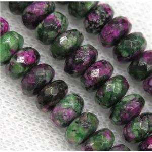 Ruby Zoisite bead, faceted rondelle, approx 5x8mm [GMOT979]