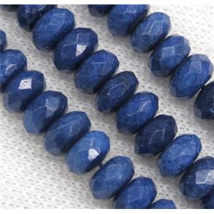 blue jade bead, faceted rondelle, dye, approx 6x10mm [GMOT981]