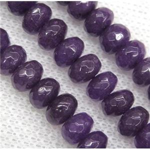 purple Jade bead, faceted rondelle, dye, approx 5x8mm [GMOT983]