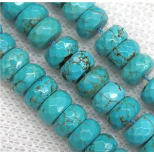 blue Turquoise beads, faceted rondelle, approx 5x8mm [GMOT986]