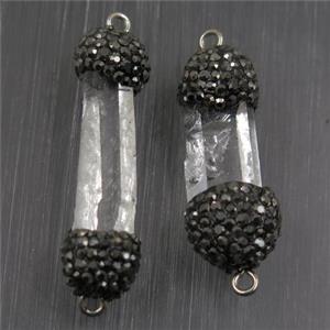 Clear Quartz connector paved rhinestone, stick, approx 8-35mm [GMPD10001]