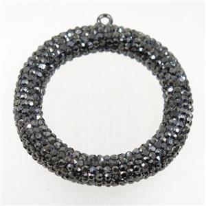 resin pendant paved rhinestone, approx 43mm dia [GMPD10003]