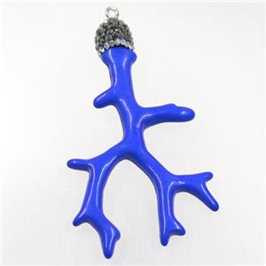 blue resin branch pendant paved rhinestone, approx 37-60mm [GMPD10009]