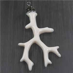white resin branch pendant paved rhinestone, approx 37-60mm [GMPD10011]
