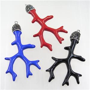 resin pendant paved rhinestone, mix color, approx 37-60mm [GMPD10012]