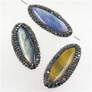 shell oval beads paved rhinestone, mix color, approx 15-32mm [GMPD10013]
