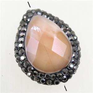 champagne Chinese Crystal Glass teardrop beads paved rhinestone, approx 16-22mm [GMPD10014]