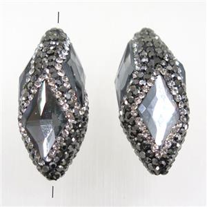 Crystal glass beads paved rhinestone, Rice, approx 19-33mm [GMPD10026]