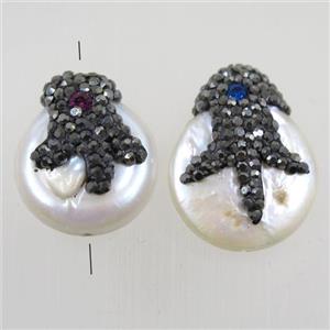 freshwater pearl beads paved rhinestone, approx 16-20mm [GMPD10063]