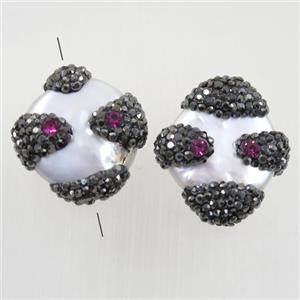 freshwater pearl beads paved rhinestone, approx 16-20mm [GMPD10064]