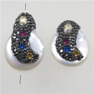freshwater pearl beads paved rhinestone, approx 16-20mm [GMPD10065]
