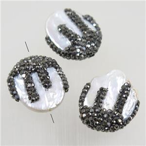 freshwater pearl beads paved rhinestone, approx 18-25mm [GMPD10078]