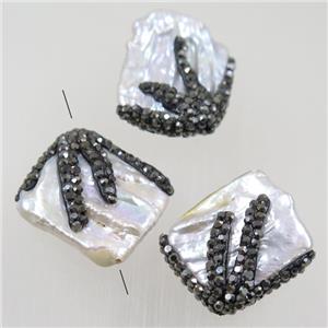 freshwater pearl beads paved rhinestone, approx 18-22mm [GMPD10079]