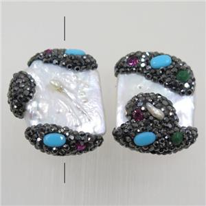 freshwater pearl beads paved rhinestone, approx 18-25mm [GMPD10080]