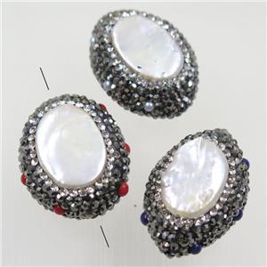 freshwater pearl beads paved rhinestone, approx 22-28mm [GMPD10084]