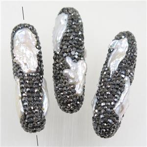 freshwater pearl beads paved rhinestone, approx 15-45mm [GMPD10085]