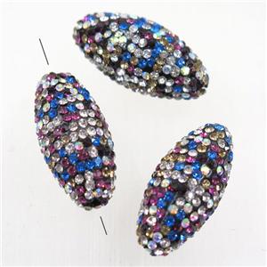 resin beads pave colorful rhinestone, rice, approx 12-25mm [GMPD10090]
