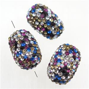 resin beads pave colorful rhinestone, barrel, approx 12-18mm [GMPD10091]