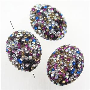 resin beads pave colorful rhinestone, oval, approx 18-23mm [GMPD10092]