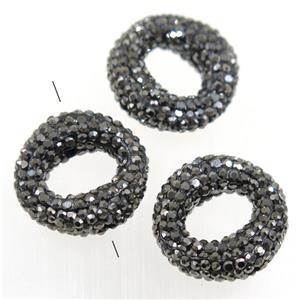 resin circle beads paved rhinestone, approx 22 mm [GMPD10099]