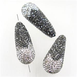 resin teardrop beads paved rhinestone, approx 15-35mm [GMPD10100]