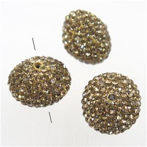 resin bicone beads paved yellow rhinestone, approx 17mm [GMPD10109]