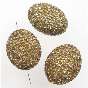 resin oval beads paved yellow rhinestone, approx 18-25mm [GMPD10114]