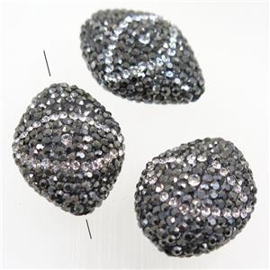 resin oval beads paved rhinestone, approx 20-28mm [GMPD10123]