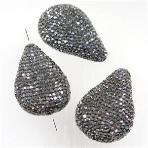 resin teardrop beads paved rhinestone, approx 25-38mm [GMPD10125]