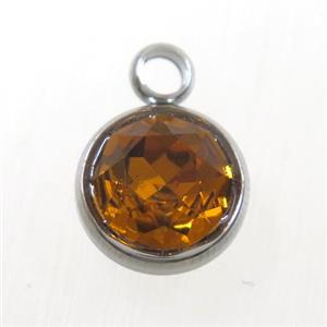 crystal glass pendant, topaz, stainless steel, approx 10mm dia [GMPD10130]