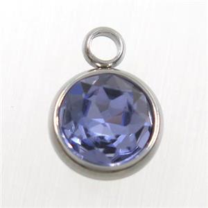crystal glass pendant, lavender alexandrite, stainless steel, approx 10mm dia [GMPD10139]