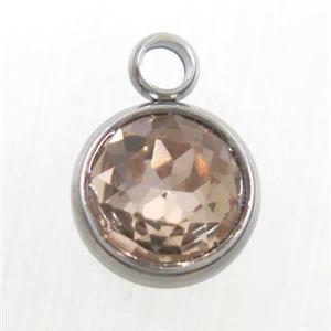 crystal glass pendant, champagne, stainless steel, approx 10mm dia [GMPD10140]