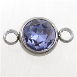 crystal glass connector, lavender alexandrite, stainless steel, approx 10mm dia [GMPD10149]