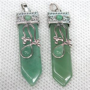 green Aventurine arrowhead pendant, approx 13-52mm [GMPDA10002]